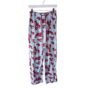 Lazy One Lobster Print Pajama Pants Blue Red Cotton Lounge Bottoms Womens Medium